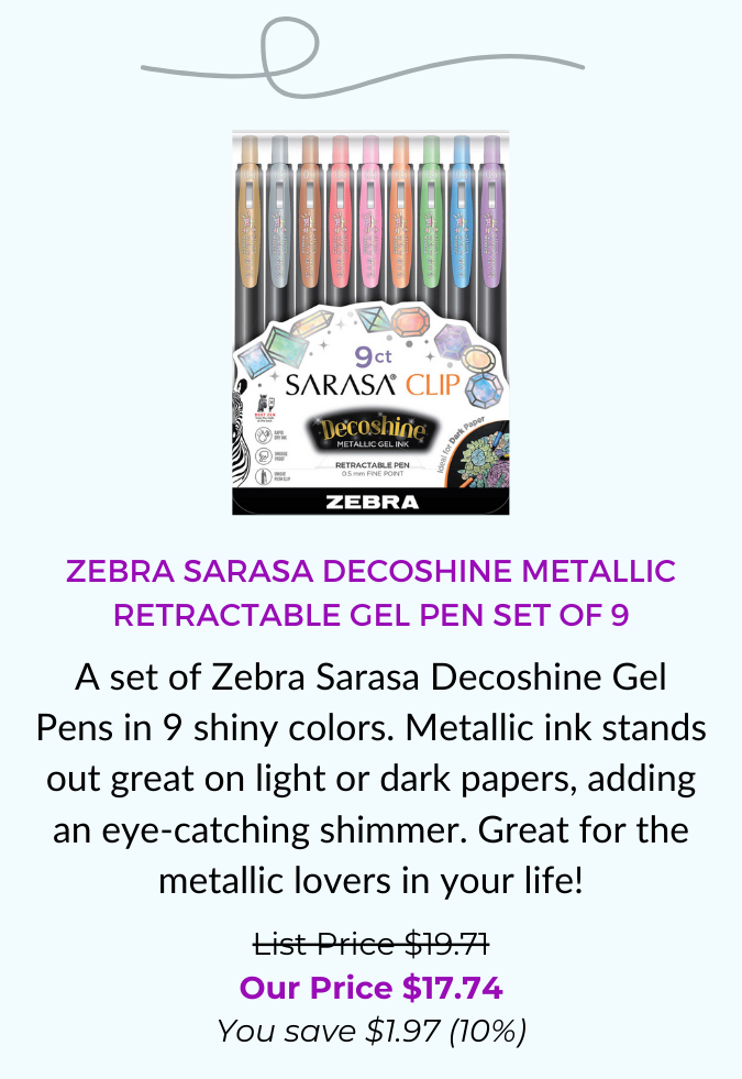 Sarasa Clip Decoshine Metallic Retractable Gel Pen- Set of Nine Colors